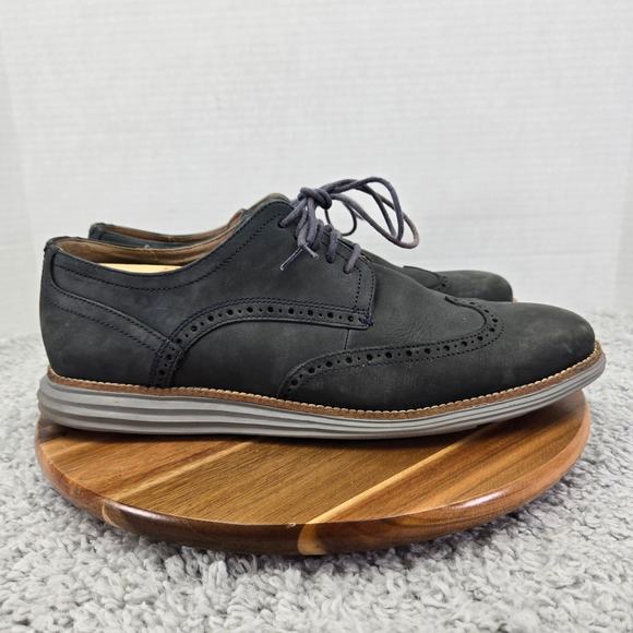 Cole Haan OriginalGrand Modern Blue Leather Wingtip Casual Oxford Mens 12 W Wide - Picture 3 of 14